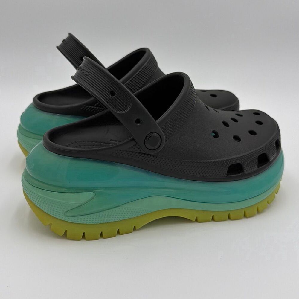 Crocs Classic Mega Crush Clogs Unisex M7 W9 Black Teal